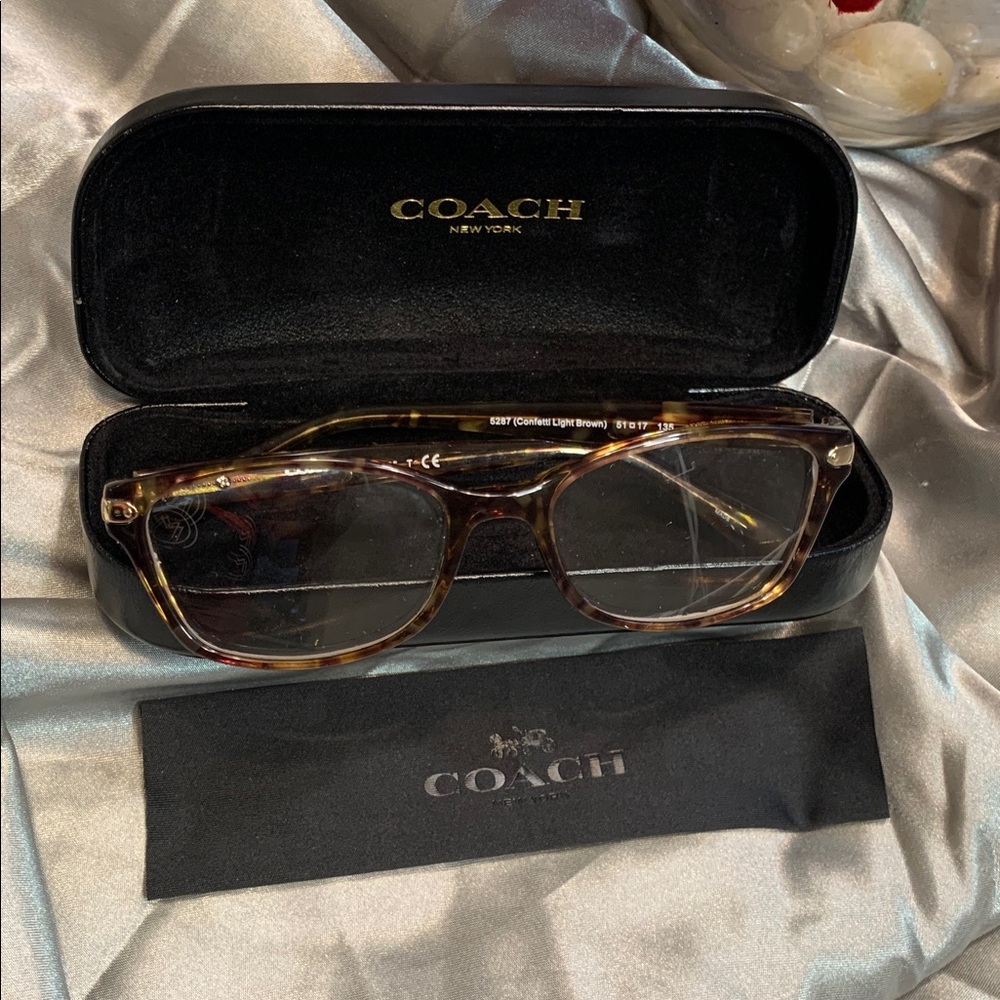 🌹VINTAGE COACH Tortoiseshell Brown Women's Eyeglasses with COACH Case & Cloth